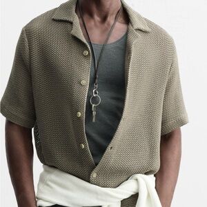 OPEN WEAVE TEXTURED SHIRT
